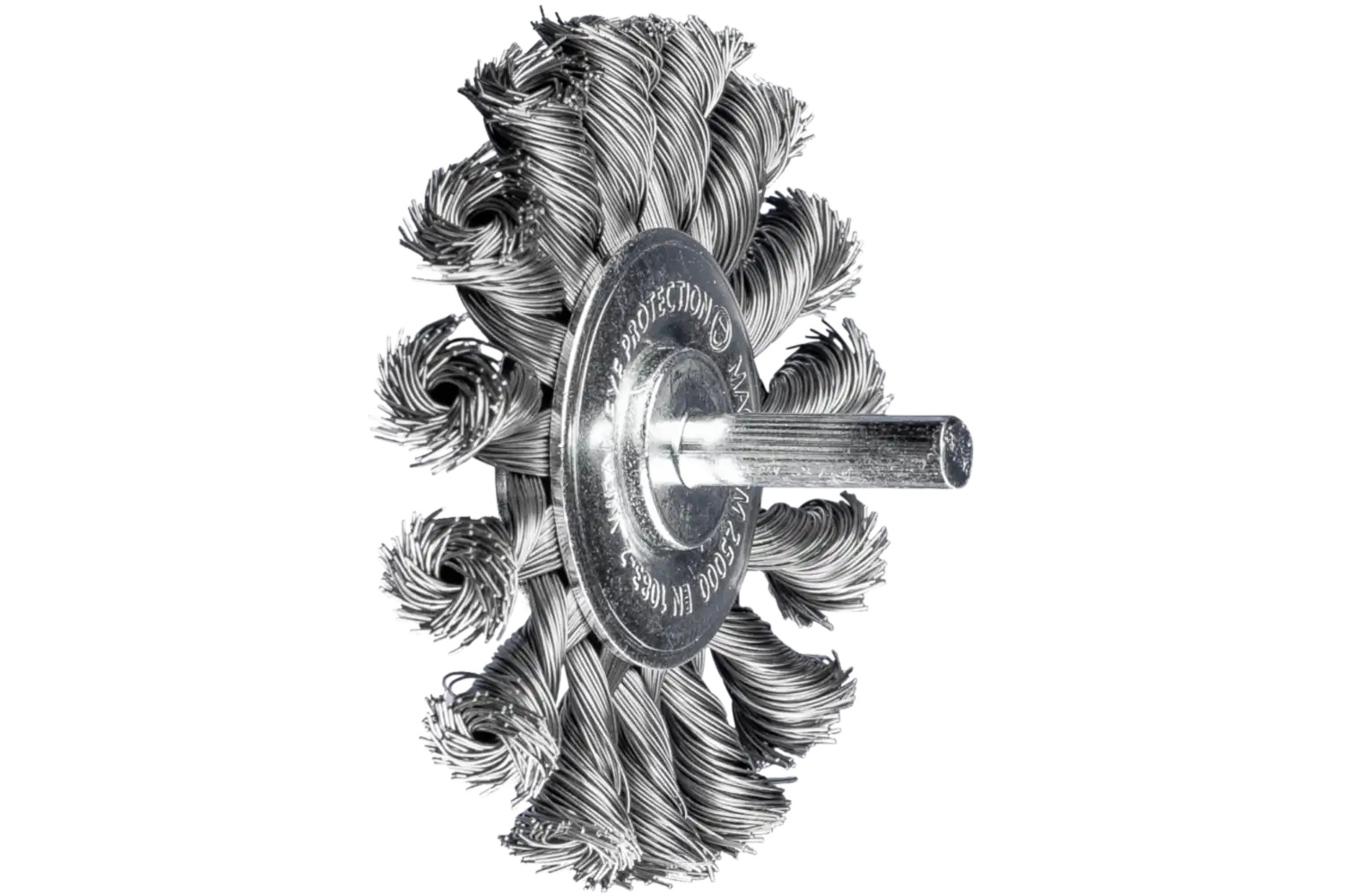 Picture of Pferd Mounted Knot Wire Wheel Brush Psf 3" Dia. .014 Carbon Steel 1/4" Shank